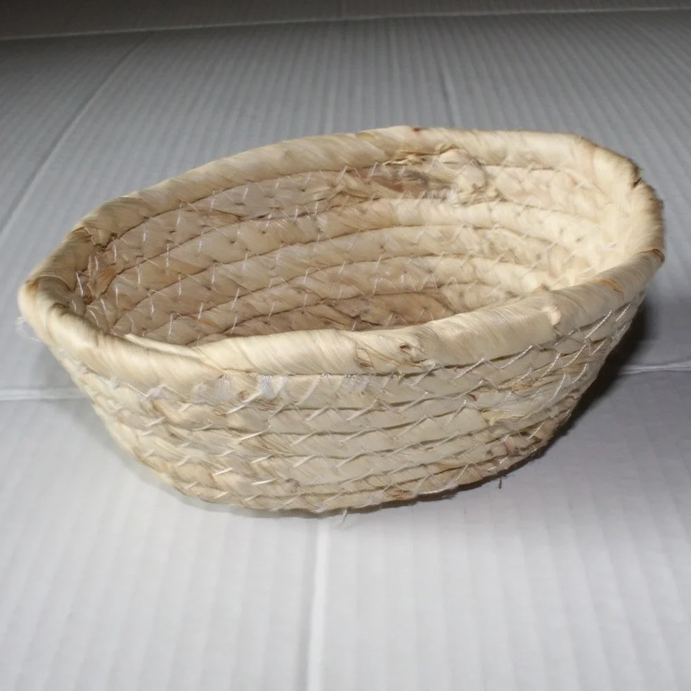 Birch + Vine Woven Basket Small Oval Natural Straw Boho Decor 6.3x5in Mexico NWT